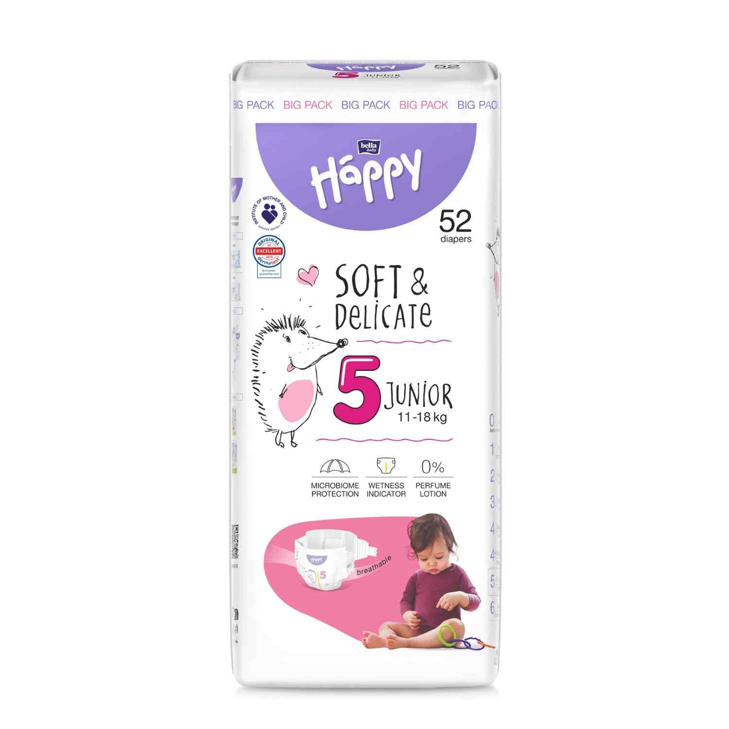 bella baby Happy Windeln "super weich" Gr. 5 (Junior) von 11 bis 18 kg - BIG PACK (52 Stück)